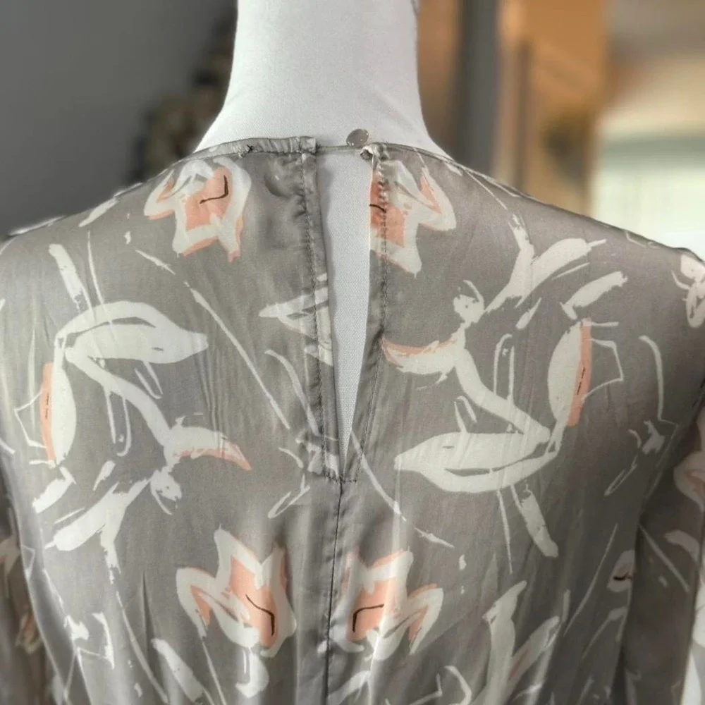 Floral Print‎ Long Sleeve Midi Dress Bell Sleeve V Neck Boho Subtle Boutique